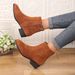 2024 Autumn Winter Fashion Plus Size Zipper Women's Suede Martin Chunky Heel Short Boots_vogvips.com