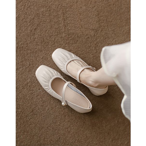Soft Pearl French Mary Jane Women's 2026 New Model, Shallow-cut Single Shoes, Spring And Autumn Mid-heel Genuine Leather_vogvips.com