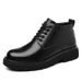 European Warm Series Thick-Soled Martin Boots Men, Fleece-Lined Casual Warm Black Work Short Boots, Fashionable Leather Shoes For Men_vogvips.com