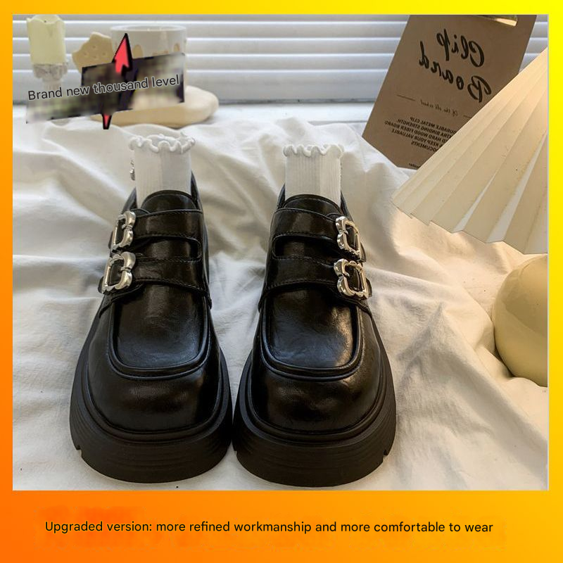 MTX Versatile Chunky Heel Thick Sole Petite Mary Jane Leather Shoes British Style Loafers For Women 2025 Autumn New_vogvips.com