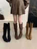 Fashionable 2025 Autumn Winter Thin Strap Pointed Toe Suede Inner Over-the-Knee High Heel Long Boots Women's Shoes_vogvips.com