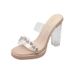 Transparent Rhinestone High-heeled Women, Summer Fashion New Style, Waterproof Platform, Chunky Heel, Suitable For_vogvips.com