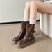 Leather Version~New Casual Thin Western Fashion Short Boots, British Style Simple Brown Thick-soled Martin Boots For_vogvips.com