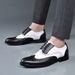 Leather shoes men's plus size color matching formal wear British brogue carved pointed Business Men's shoes lace-up men's leather shoes men_vogvips.com