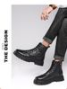 Medium Tube Men's Martin Boots Casual Velvet Outdoor Tooling Boots Large Size Embossed Crocodile Pattern Thick-soled Leather Boots Men_vogvips.com