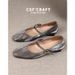 Women's Ballet Flats, Soft Sheepskin Leather French Shoes, Square Toe Low Heel Mary Jane With Strap, Waterproof Lightweight Comfort Casual Shoes_vogvips.com