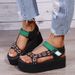 Platform Platform With Color-matching Velcro Sandals For Women Beach Shoes Plus Size Shoes_vogvips.com