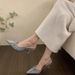 Niche French-style Leopard Print Bow-tie Closed-toe Sandals, Fairy Shoes, 2025 Spring-summer Elegant Socialite Stiletto_vogvips.com