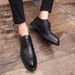 Euro Step Brogue For Men With Carved Pattern, Hidden Wedge, Korean British Style, Business Pointed Toe, Trendy Wedding Shoes,_vogvips.com
