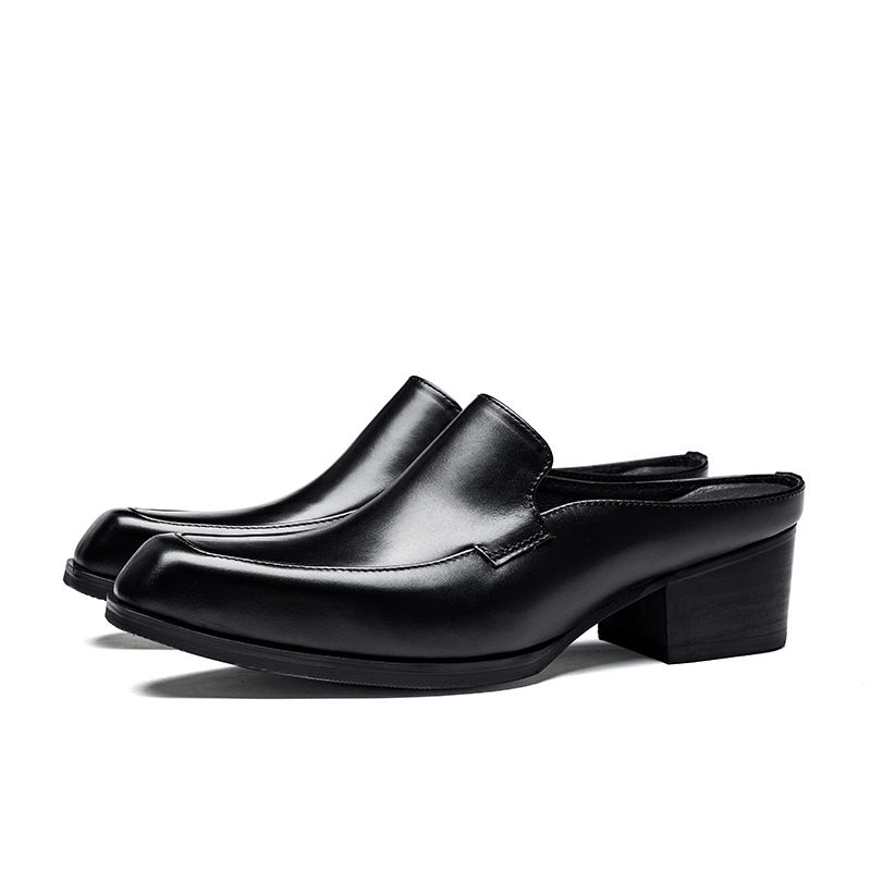 Gnuin Lathr Muls For Mn Half Man Luxury Brand Dsignr Mn's High Hl Sandals Shos Slip On Footwar Slipprs_vogvips.com