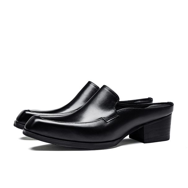 Gnuin Lathr Muls For Mn Half Man Luxury Brand Dsignr Mn's High Hl Sandals Shos Slip On Footwar Slipprs_vogvips.com