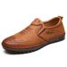 European Warm Series Leather Autumn Casual Loafers Cotton With Fleece Lining Warm Non-Slip Men's Shoes Khaki Brown_vogvips.com