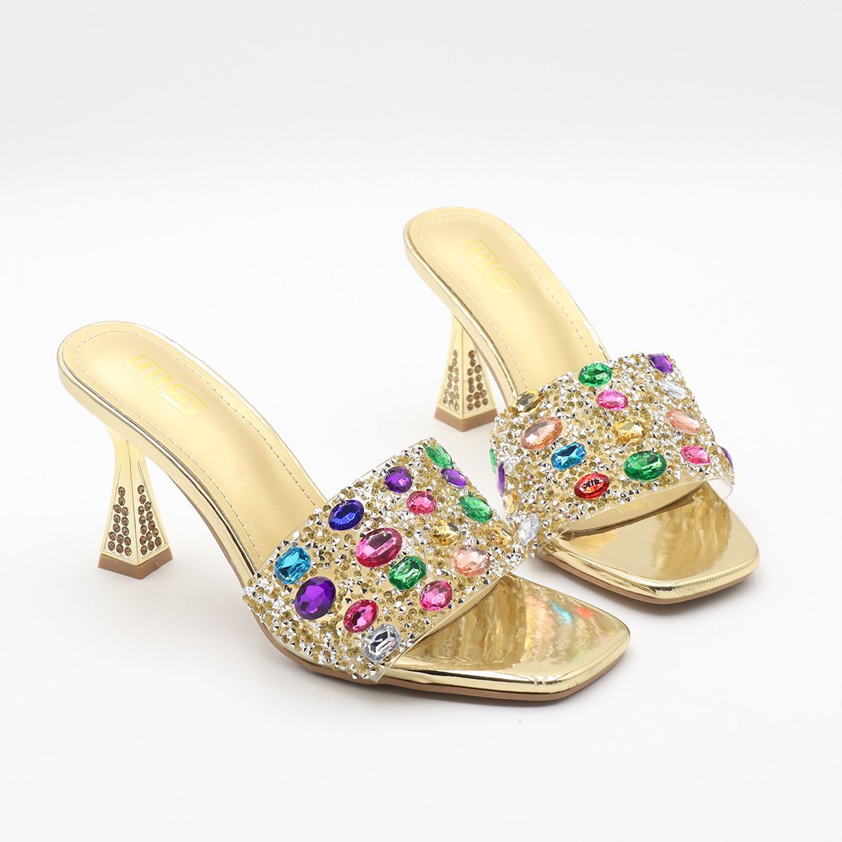 Elegant Rhinestone Square-Toe High Heels For Women – Crystal Heel Platform Sandals With Comfortable Straps (Black, Gold, Silver)_vogvips.com