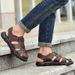 Men's Beach Shoes With Hollowed-Out And Breathable Leather Sandals, Large Size 4748_vogvips.com