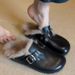 Sheepskin Version ~ Slip-On Lazy Fur For Women, Retro Fleece-Lined Outdoor Warm Half Slippers, Versatile_vogvips.com