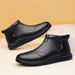Cotton Shoes Men's Velvet Thickened Leather Waterproof Casual Shoes Men's High-top Elderly Shoes Snow Boots_vogvips.com