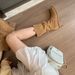 Grape Mom Same Style~ Height Increase 8cm~ Korean Style Round Toe V-Cut Chunky Heel Slimming Pile Short Boots For Women_vogvips.com