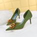 6168-A2 Style Fashionable Slim Fit Women's Singles Shoes With High Heels And Shallow Side Hollow Metal Buckle Decoration_vogvips.com