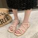 2026 Spring New Women's Flat Sandals For Outdoor Wear, Cross-Strap Elastic Slip-On Casual Open-Toe Beach Shoes Wholesale_vogvips.com