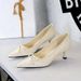 2632-2 European And American Style Fashion Party High Heels Shallow Mouth Bow Pointed Toe Slim Sexy Mid Heel Single_vogvips.com