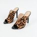 Women's Round Head Patent Leather Leopard Face Stiletto Sandals Women's Sexy Fashion Black High Heels_vogvips.com