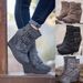 Fashion Women's PU Leather Boots With Chunky Heel & Side Zipper - Round Toe Mid-Calf Boots For Casual Wear (Black, Khaki, Gray)_vogvips.com