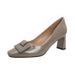 Square Toe High Heels Chunky Heel Comfortable Patent Leather Red Wedding 2025 New Spring Autumn Women's French Style_vogvips.com