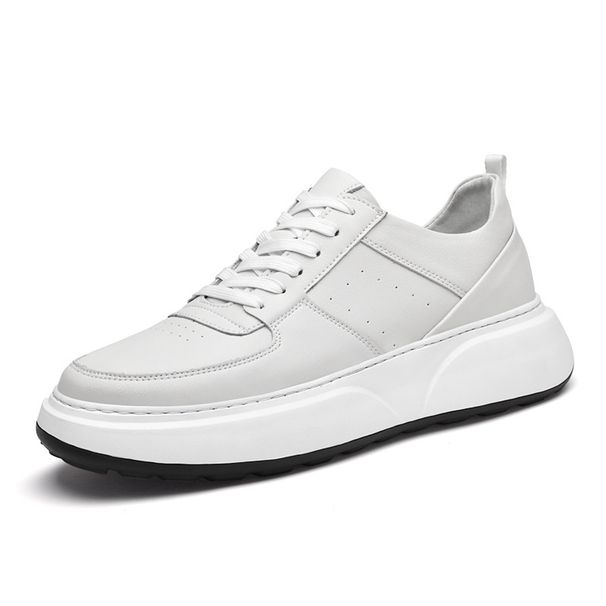 Thick-soled Heightening Board Shoes Men's Invisible Inner Heightening Shoes Cowhide Hollow Breathable Casual Sports Shoes_vogvips.com
