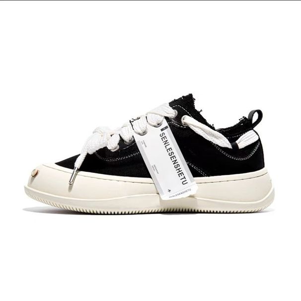 Tan Jianci Same Style Canvas Shoes 2024 Thick Sole Summer New Open Smile Cheese Casual Sneakers For Men And Women_vogvips.com