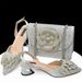 Women Shoe Bag Set Black Gold Pointed Toe High Heels Matching Square Shoulder Flower Decoration Women S Shoes And Bag Set_vogvips.com