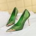 Women's Shoes High Heels Silk Thin Heel Light Mouth Metal Pointed Head Satin High Heel Single Shoes Women_vogvips.com