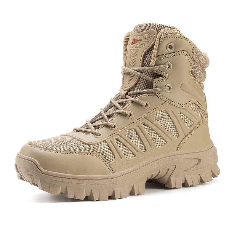 Outdoor High-top Boots Men Lace-up Breathable Anti-slip Breathable Combat Boots Men Shock-absorbing Casual Ankle Boots Men_vogvips.com