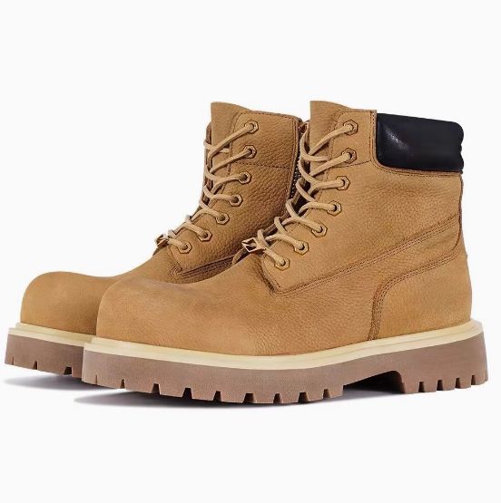 Men's Shoes Height Enhancing Yellow And Black Martin Boots For Men And Women, British Style Side Zipper, Outdoor Versatile And Handsome_vogvips.com