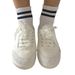 New 2025 Women's White Sneakers, Spring Fresh And Versatile Lace-up Shoes, College Style Flat Canvas Shoes For Women_vogvips.com