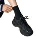 Showing Feet Little Dad Shoes Women Breathable Mesh Thick-soled Sports Black Single Shoes Women_vogvips.com
