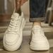 Men's Board Shoes Lightweight Soft Sole Platform Sneakers White Casual Sports Versatile Thick Bottom Lace Up Walking Shoes_vogvips.com