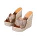 15cm Super High Heel European And American Wedge Platform High-Heeled Slippers, Fashionable Women's Shoes With Straw_vogvips.com