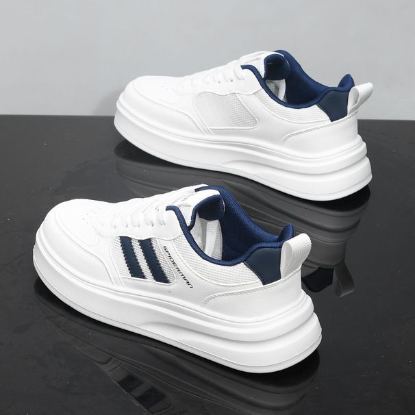 Men's Breathable Versatile Mesh Sneakers White Sporty Casual Lightweight Thick Soled Shoes for Summer_vogvips.com