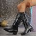 2025 Large Western Cowboy Embroidered Knight New V-neck Mid Long Tube Boots_vogvips.com