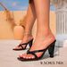 Women's Black High Heels Square Toe Split Toe Sandals Fashion Party Slip On Sandals Sexy Simple High Heels Women's Shoes_vogvips.com
