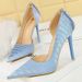 BIGTREE Shoes Sky Blue Women Pumps Sexy High Heels Vintage Stone Pattern Design Women Heels Stilettos Ladies Shoes Large Size 43_vogvips.com