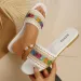 Bohemian Style Flat Bottomed Slippers A Single Line For Women To Wear Overseas Woven With Lightweight Beach Sandals_vogvips.com