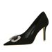 516-K69 European And American Fashion Party Women's Shoes, Stiletto Heel, Suede, Shallow Mouth, Pointed Toe, Rhinestone_vogvips.com
