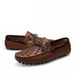 Men's Lazy Genuine Leather Woven Handmade Business Formal Attire, Bean Shoes, Men's Driving Shoes_vogvips.com