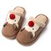 Fashionable Home Anti Slip Warm Plush Shoes For Women In Winter With Plush, Cute Christmas Reindeer Cotton Slippers For Women_vogvips.com