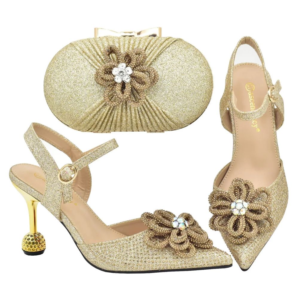 Three-dimensional applique decorative stiletto sandals with the same color fashion design banquet evening bag_vogvips.com