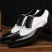 Autumn Large Size Color Blocked Formal English Blok Carving Pointed Business Lace Up Men's Leather Shoes Men_vogvips.com