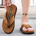 Men's Flip Flops Summer Trendy Wear Non-slip Rubber Sole Sandals Fashionable Casual Foot-clip Flop Comfortable Beach Shoes_vogvips.com
