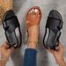 Women's Flat Sandals Summer New Solid Color Round Head One Line Buckle Outside Wear Casual Women's Shoes_vogvips.com