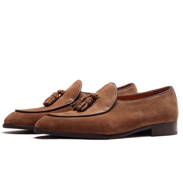 Euro Step M30715【】Loafers Men Tassel Casual Shoes British Style Suede Leather Slip-On Summer_vogvips.com